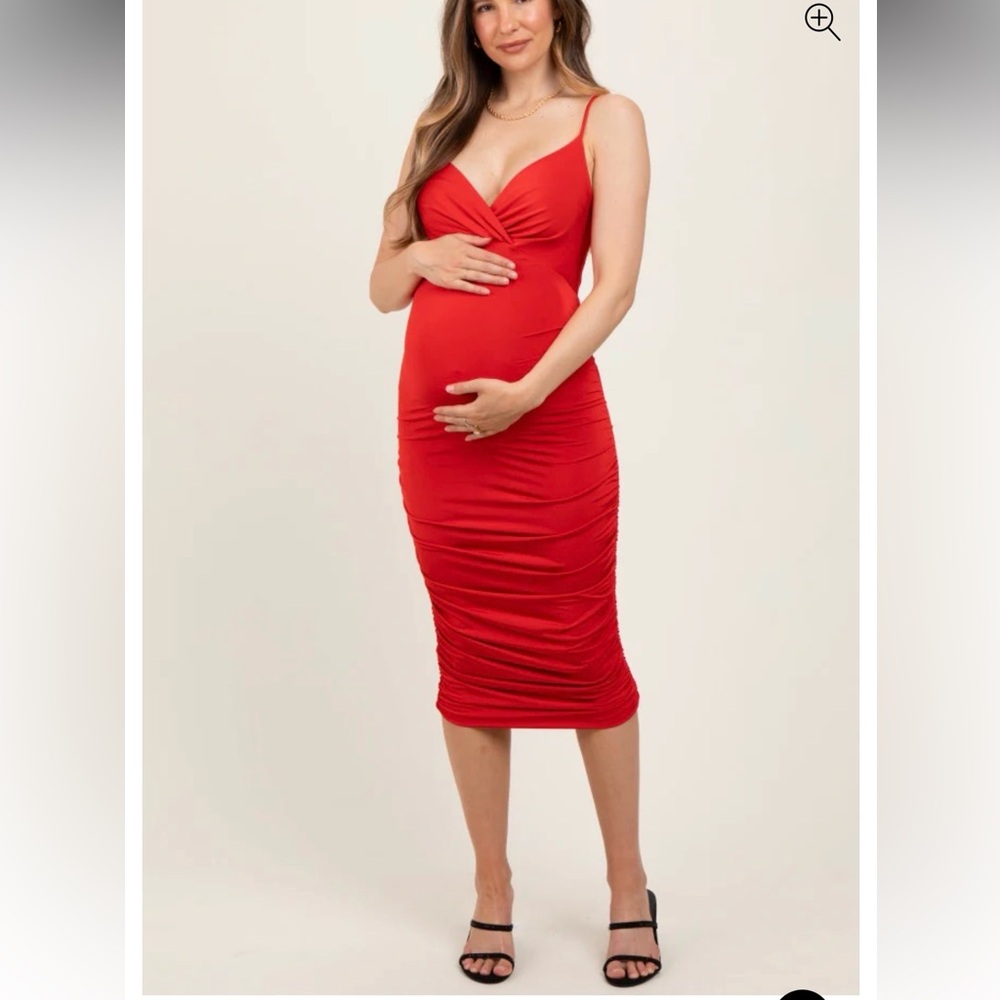 Elegant Red Maternity Dress